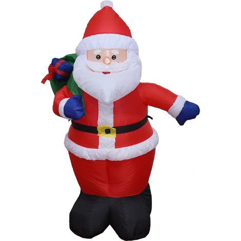 Decorazione natalizia gonfiabile per esterni da 1,2 m, Babbo Natale gonfiabile con sacchetto regalo, decorazione con luci LED per cortile, giardino, prato, festa di Natale