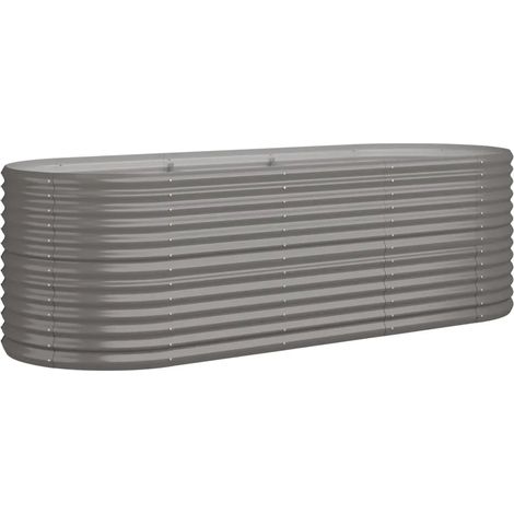 Cama de jardín elevada ovalada 224 x 80 x 68 cm robusta resistente a la intemperie decoración de acero galvanizado gris 020046572 (1/5)