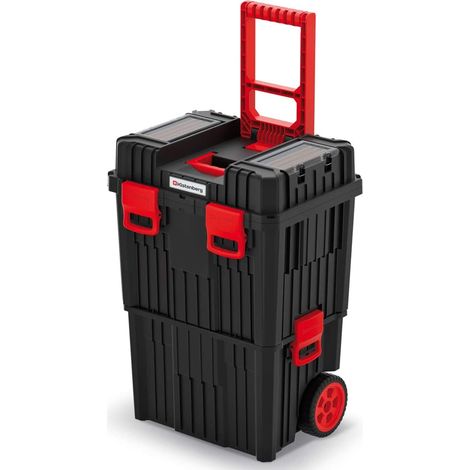 Boîte à outils mobile 45x36x64 cm – Capacité 50 kg – Roues grandes pour transport facile – Organisateurs transparents – Kistenberg