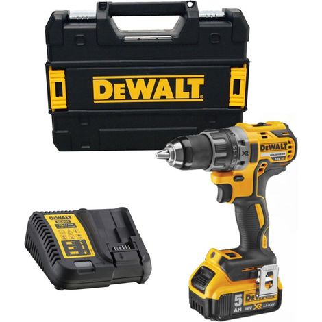 Dewalt – Perceuse visseuse compacte 18V DCD791P1QW – 5Ah Li-Ion Brushless – 1 batterie + chargeur – Pour bois dur et béton armé (1/2)