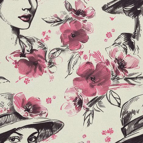 Tela Oxford para decoración de exteriores - Motivo femenino  DX10041 (1/5)