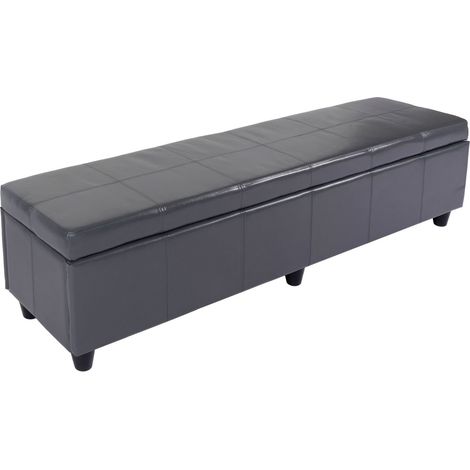 Banc banquette Kriens XXL, 180x45x45cm, cuir reconstitué, gris