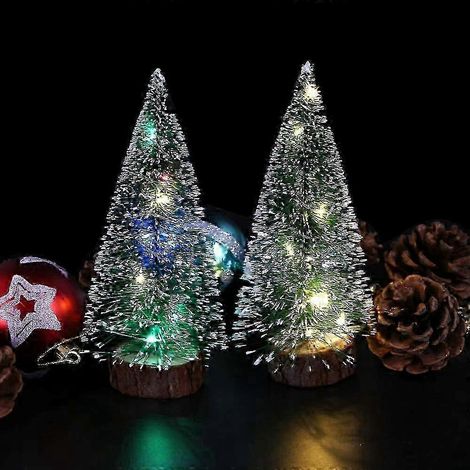 Mini sapins de Noël LED : lot de 6 sapins artificiels lumineux pour décorer votre table pendant les fêtes. (1/5)