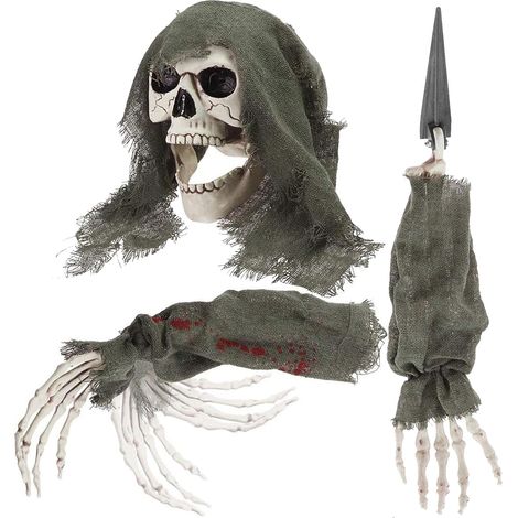 Skelett Halloween Dekoration realistisch mit grünem Blick