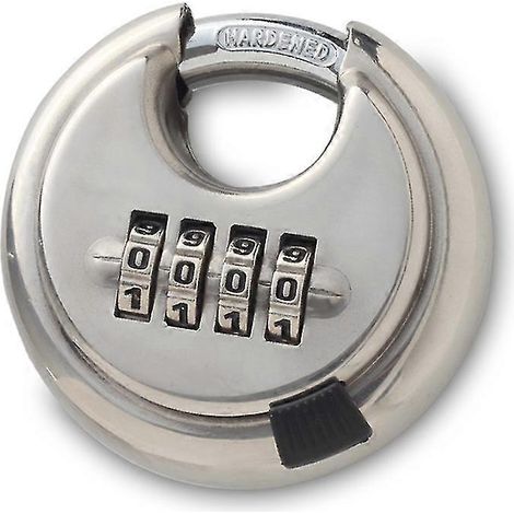 Cadenas à combinaison à 4 chiffres, disque rond avec serrure en acier trempé pour la protection et le rangement, argent.CJY (1/4)