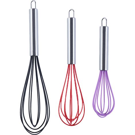 Fouet En Silicone - Acier Inoxydable - Cuisine Et Pâtisserie - Lot De 3 Tailles (1/5)