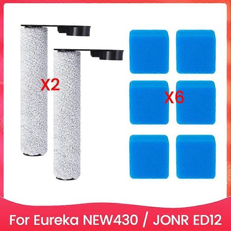 Ensemble de 8 pièces comprenant une brosse principale et une éponge, compatible avec les autolaveuses Eureka NEW430/JONR ED12. Les pièces de rechange incluent la brosse principale et l'éponge. (1/5)