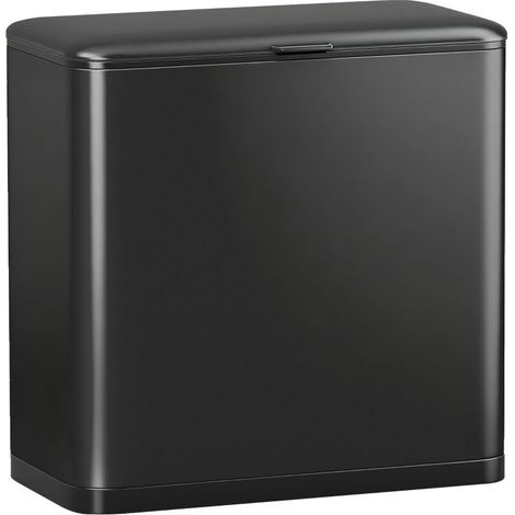 8-Liter-Abfalleimer, freistehend oder wandmontiert, Edelstahl, schwarz (1/5)