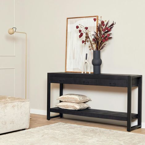 Console bois noir 3 tiroirs MILORA