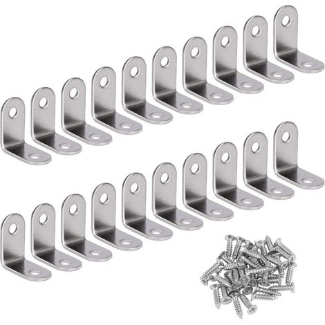 Stainless Steel Corner Bracket, 90° Angle Bracket, L-Shaped Bracket, Mounting Bracket with Screws, Silver, 20 Pieces, 30 x 30 x 16 mm (1/5)
