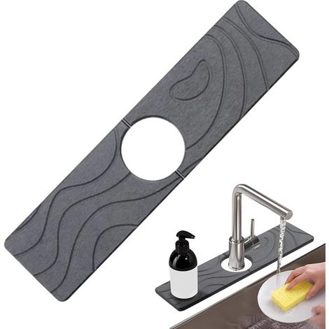 Tapis de robinet en silicone - 45 cm - Protection anti-éclaboussures pour évier de cuisine - Anti-éclaboussures - Séchage rapide - Article ménager (1/5)