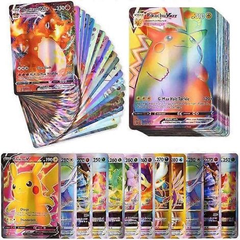 Coffret de 100 cartes à collectionner ultra rares, comprenant des cartes 58V et 42VMAX, sans doublons. Cadeau idéal pour les enfants et les collectionneurs de cartes à collectionner. (1/4)