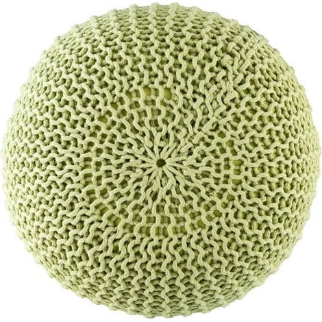 Pouf de Jardin Tricoté Tabouret d'Extérieur et Intérieur Imperméable Plastique Recyclé Ø 45 x H 30 cm - PANGIVO (1/5)