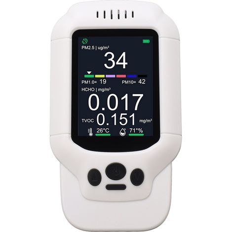 Analyseur de qualité de l'air 7 en 1 haute précision multifonction PM10 2,5 1,0 thermomètre hygromètre avec alarme sonore (1/5)