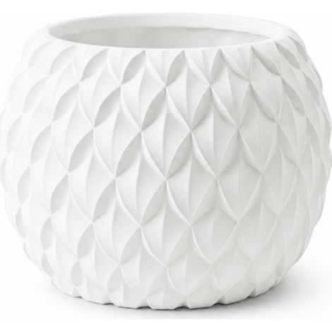Vaso da fiori moderno decorativo bianco con texture a squame.