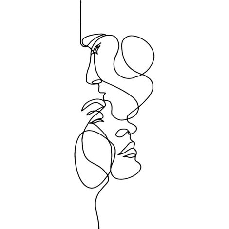 Mur Métallique Art Minimaliste Ligne Murale Abstraite Fer Sculpture Moderne Décoration Salon Maison Salle de Bain Bureau Faciale (50x18cm) (1/5)