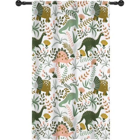 117x183cm Dinosaure Rideaux filtrant la lumière pour Chambre d'enfant Préhistorique Animaux Floraux Occultation Passe Tringle Habillage de fenêtre pour crèche 1 Panneau - 117L X 183H cm (1 Panneaux) (1/5)