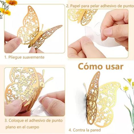 Lot de 72 autocollants muraux papillons en papier ajouré 3D pour mariages, fêtes et décoration intérieure. (1/4)