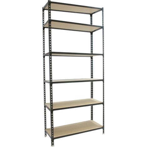 SimonRack Scaffale Portaoggetti, 2500x1200x400 mm, 6 Ripiani in Legno, Portata 200 kg per Ripiano, Scaffale da Garage, Antracite/Legno – Maderclick