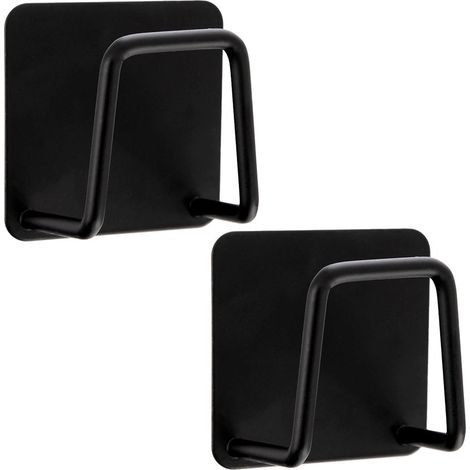 Black Metal Adhesive Hooks, 4.8x4.8 cm, Set of 2 (1/5)