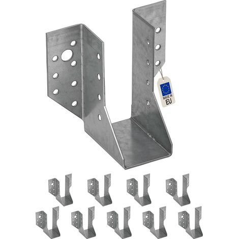 Sabots de charpente à ailes extérieures - Lot de 10 - Acier galvanisé - Fixation robuste poutres - Travaux bois extérieur - 45 x 108 mm (1/5)