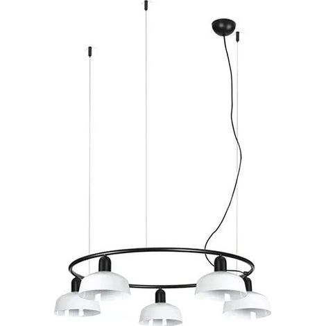 Faro Tatawin Kleine Pendelleuchte Deckenleuchte Schwarz, Weiß Hochglanz 5x E27 (1/2)