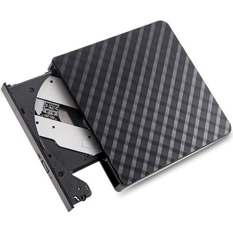 Lecteur optique externe USB 3.0 avec graveur DVD et lecteur CD, enregistrement en une seule touche, large gamme d'applications, noir. (1/2)