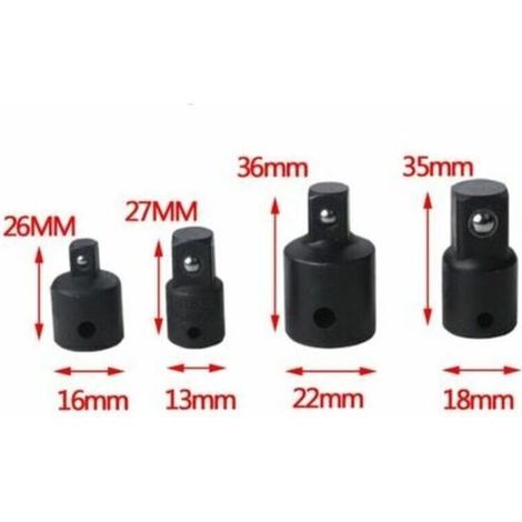 Jeu d'Augmentateurs et Réducteurs Adaptateur à Cliquet Adaptateurs Réducteurs Pour Douilles et Embouts Triomphe 4pcs 1/2" 1/4" 3/8" Pillote