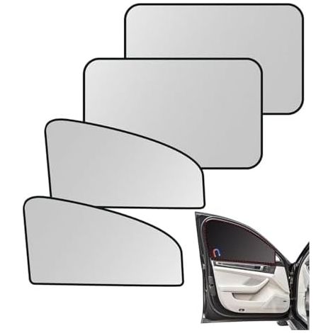 Pare-Soleil Voiture Magnétique pour Citroen C3/C3 Aircross/C3 Picasso/C4 Coupé, Rideau Occultant Protection Solaire UV, Double Couche Titane Argent, Lot de 4 (1/5)