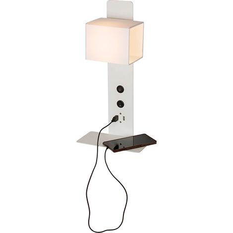 Applique de lit 1xE14 avec 2 ports USB Blanc (1/4)