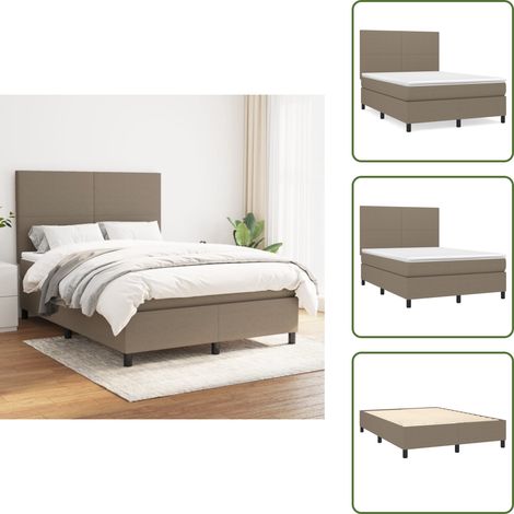 The Living Store Sommier à lattes de lit avec matelas Taupe 140x190 cm Tissu - Matelas à ressorts ensachés (1/5)
