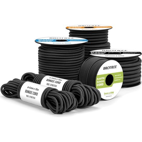Tendeur Élastique Corde Elastique 4mm x 10m pour Bâche Tente - Noir (1/5)