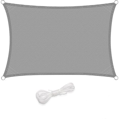 Woltu – Voile d'ombrage rectangulaire 3x4m en HDPE – Protection solaire 85% UV – Tissu 180g/m² – Installation facile avec œillets et cordons