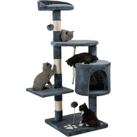 lionto Kratzbaum Kletterbaum Katzenkratzbaum Höhe 112 cm, dunkelgrau
