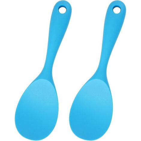 Juego de 2 cucharas de silicona para servir arroz, puré de patatas y para cocinar: utensilios de cocina antiadherentes, y duraderos (1/5)