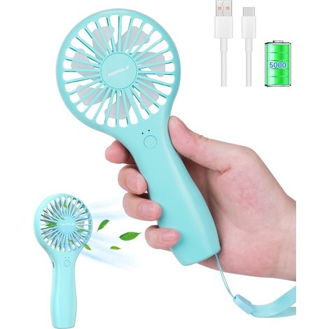 Mini ventilateur portable, batterie rechargeable 5000 mAh, petit ventilateur électrique de poche USB pour intérieur et extérieur (1/3)