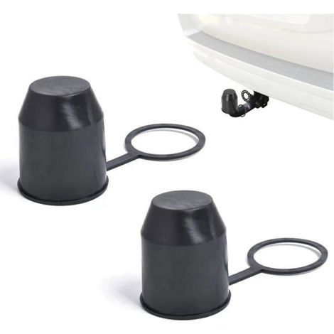 Cache boule attelage - 2 housses anti-poussière pour remorque, protection universelle adaptée voiture noir (1/5)