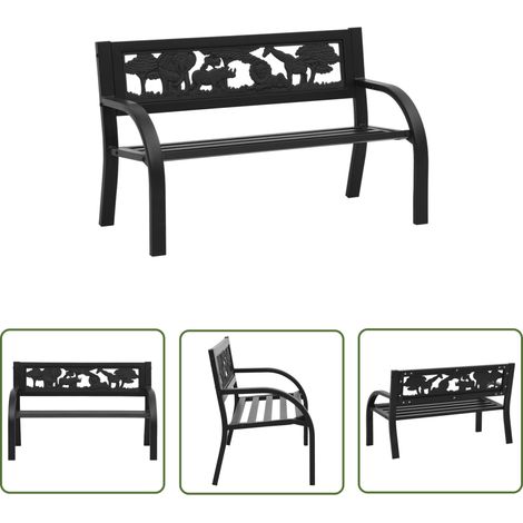 The Living Store Banc de jardin pour enfants 86 cm acier - Banc Enfant - Mobilier De Jardin - Banc Extérieur - Siège Enfant - Décoration Jardin (1/5)