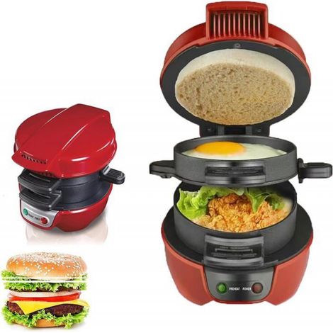 Machine à sandwich Pour petit-déjeuner, Gaufrier Pour Hamburgers à usage commercial Avec anneau de cuisson, Presse Àa Hamburger (1/5)