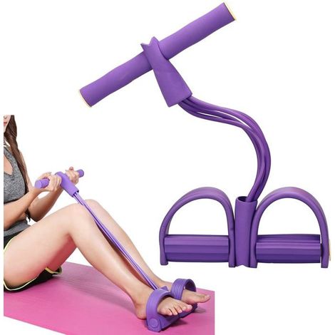 6. Bande de résistance à pédale, sangle d'entraînement de yoga avec poignées, corde de traction multifonctionnelle (violette) (1/5)