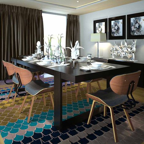 vidaXL Sillas de comedor 6 unidades madera curvada y cuero artificial (1/5)