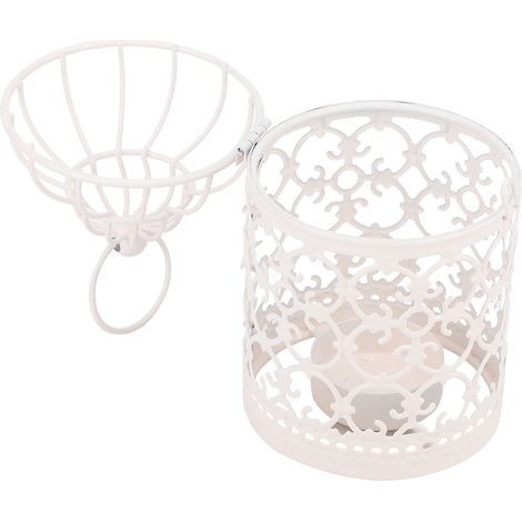 Bougeoir en fer sculpté, objet de décoration, bougeoir ajouré en forme de cage à oiseaux (A) (1/4)