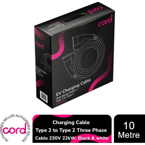 Cord EV Charging Cable Type 2 to Type 2 Three Phase Cable 230v 22kw, 10 Metre (1/5)
