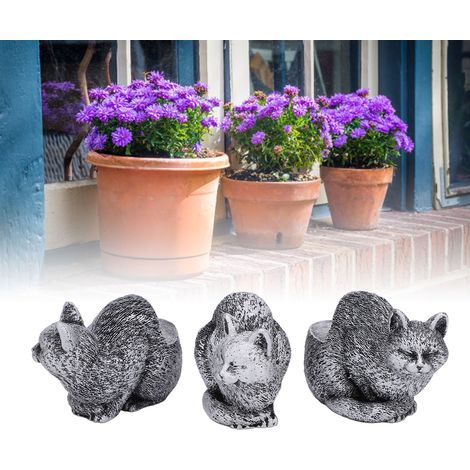 Soporte de resina para macetas con forma de animales, figuras de perezoso y gato – juego de 3 piezas, macetas con forma de elevador, decorativas para uso interior y exterior. (1/5)