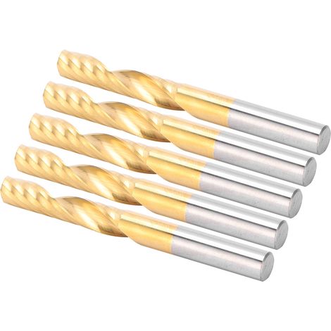 Jeu de 5 fraises hélicoïdales en acier rapide HSS pour défonceuse CNC, couteaux de fraisage 6 x 28 x 60 mm, outils de coupe rotatifs (1/5)