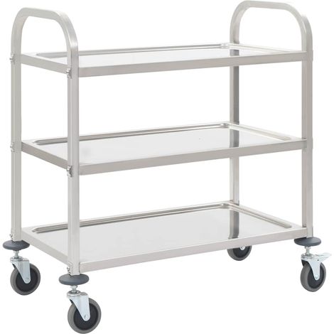 vidaXL Carrito de cocina de 3 alturas 96,5x55x90 cm acero inoxidable (1/5)