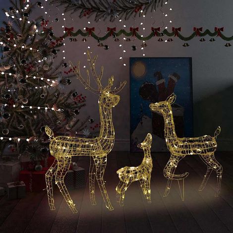 vidaXL Familia de renos de Navidad acrílico 300 LEDs blanco cálido (1/5)