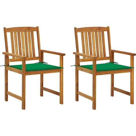 Lot de 2 Chaises de jardin avec coussins - Chaises d'extérieur pour terrasse/jardin Bois d'acacia massif BV180726 - BonneVie (1/5)