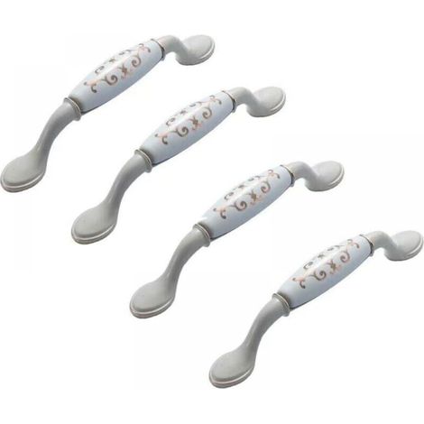 Pack of ceramic cabinet handles (96 mm), kitchen cabinet handles, furniture door handles, zinc alloy, kitchen cabinet door handles, (1/4)