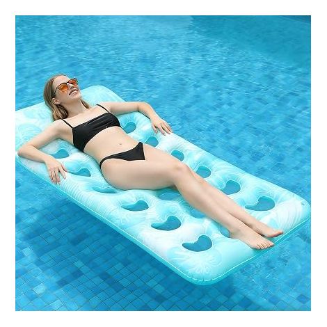 Radeau Flottant de Piscine Hamac Gonflable,180 x 90 cm Fauteuil Gonflable de Piscine Chaise Flottante Flotteur de Matelas avec Trous Plage Piscine, Fête Rangée Flottante Surf Eau Jouet (1/5)